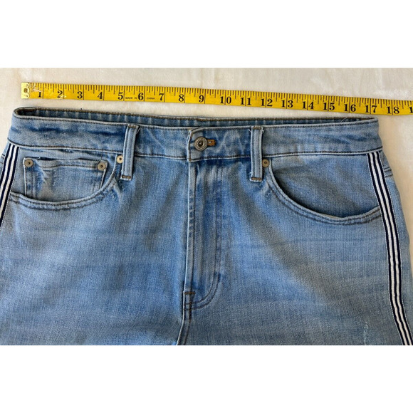 Talbots Womens Modern Ankle Jeans 12 Blue Distressed Side Stripe - Picture 4 of 9